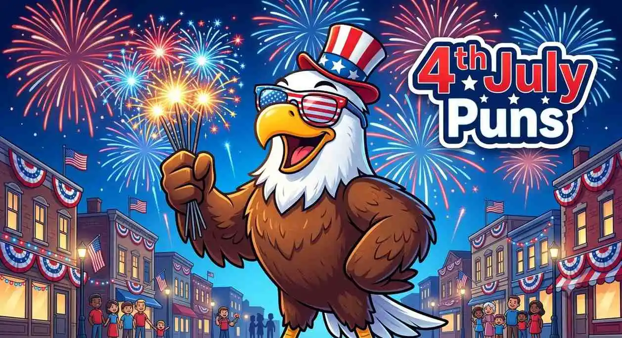 Cartoon fireworks celebrating Independence Day