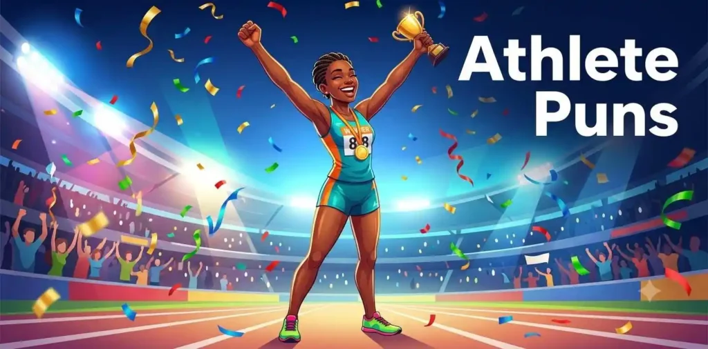 Athlete celebrating victory with funny pose