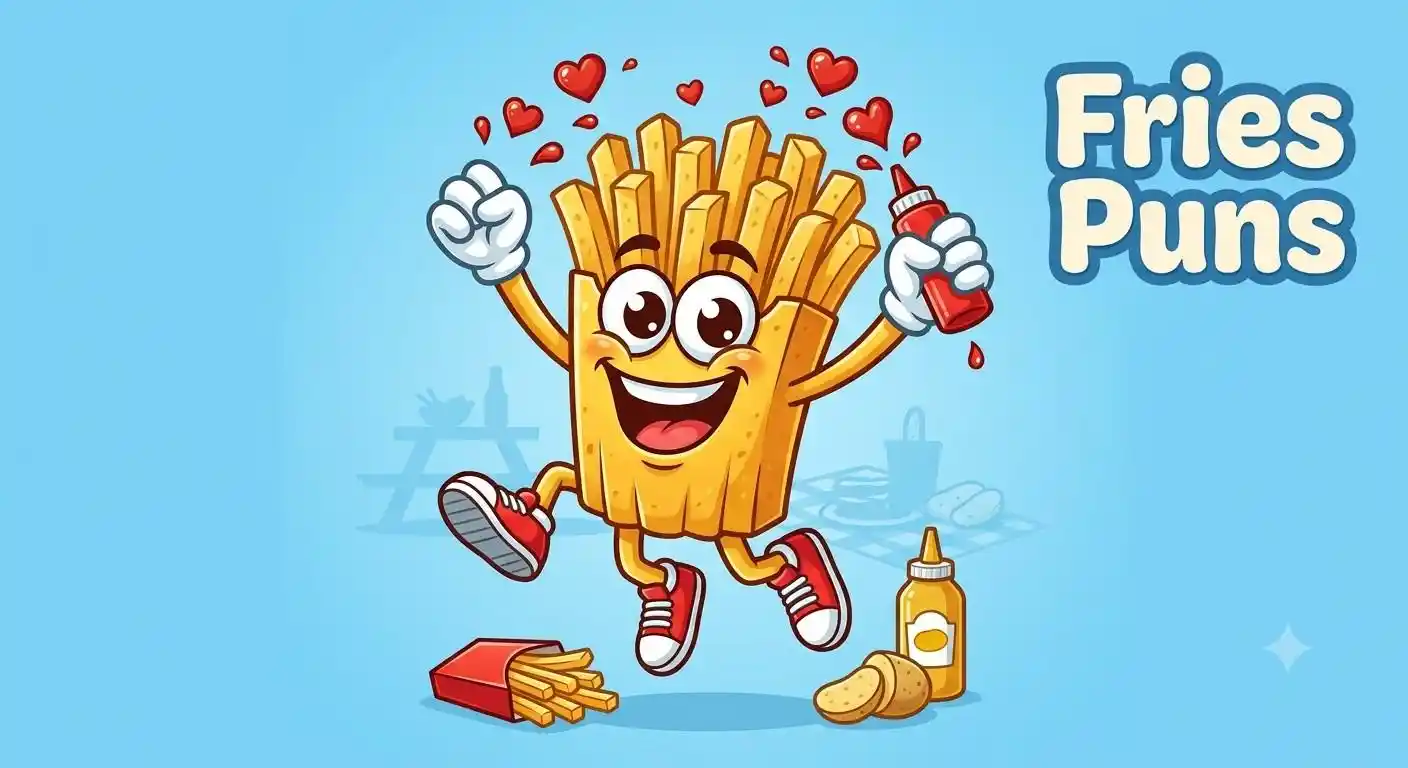 Smiling cartoon fries mascot