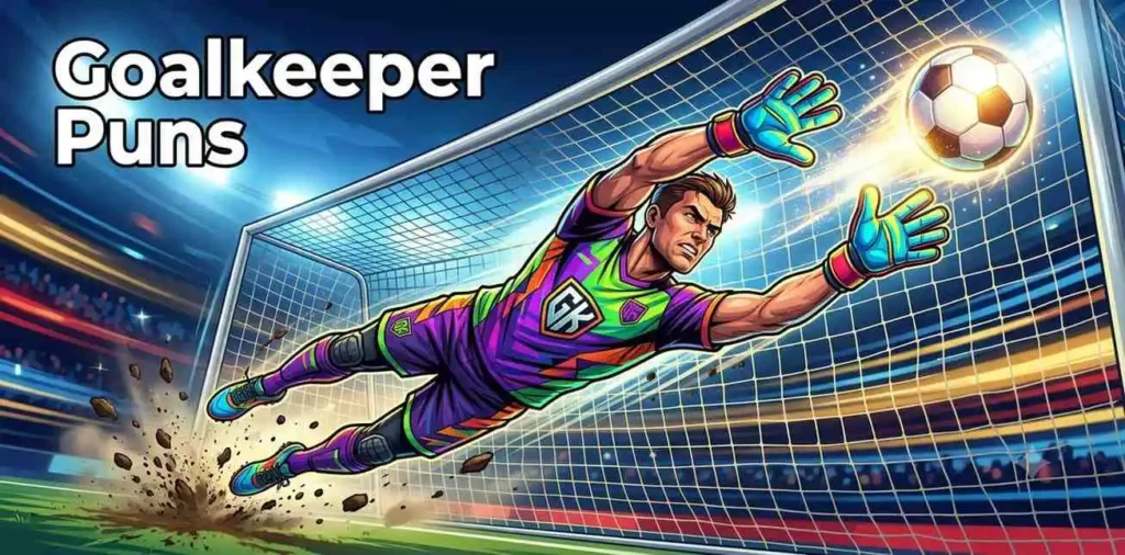 Goalkeeper diving to save ball