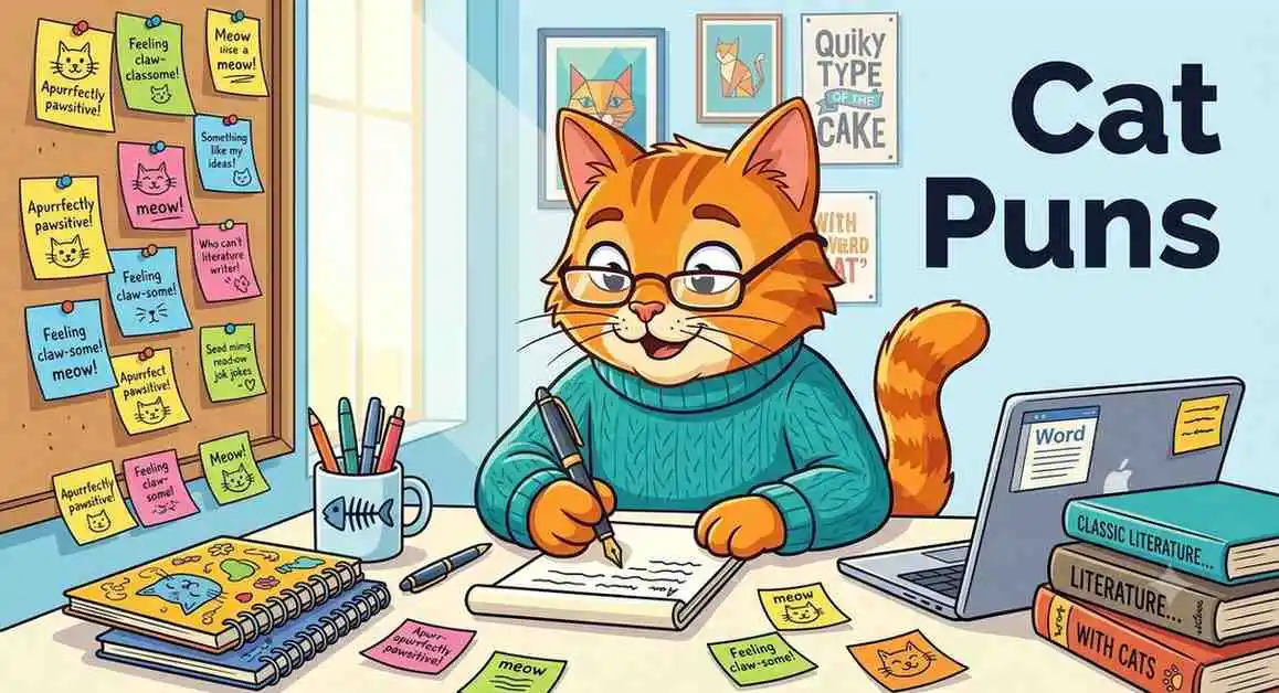 Cute cat creating funny puns
