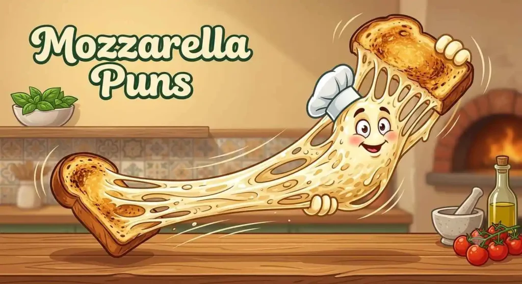 Cartoon mozzarella cheese stretching