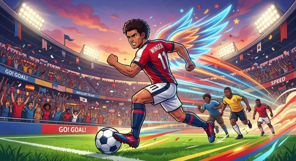 Speedy winger dribbling