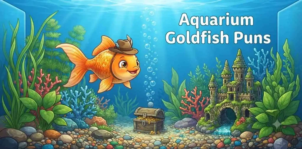 Goldfish inside colorful aquarium