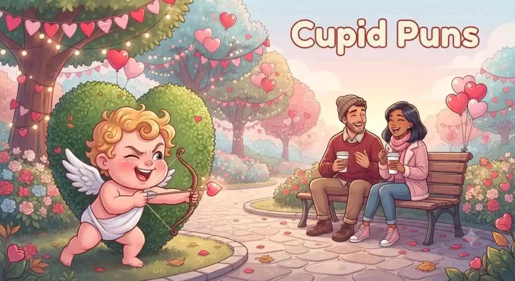 Baby cupid making playful mischief