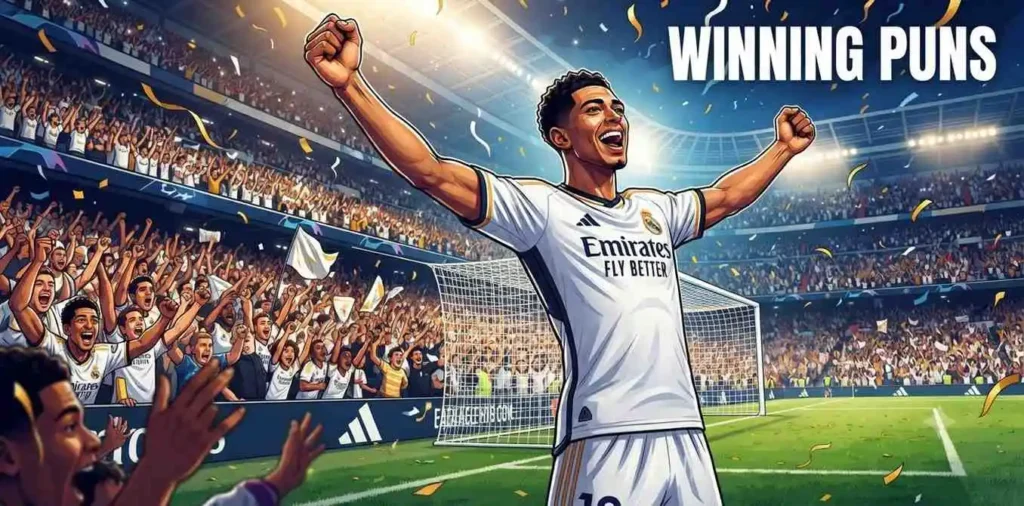 Player celebrating winning goal