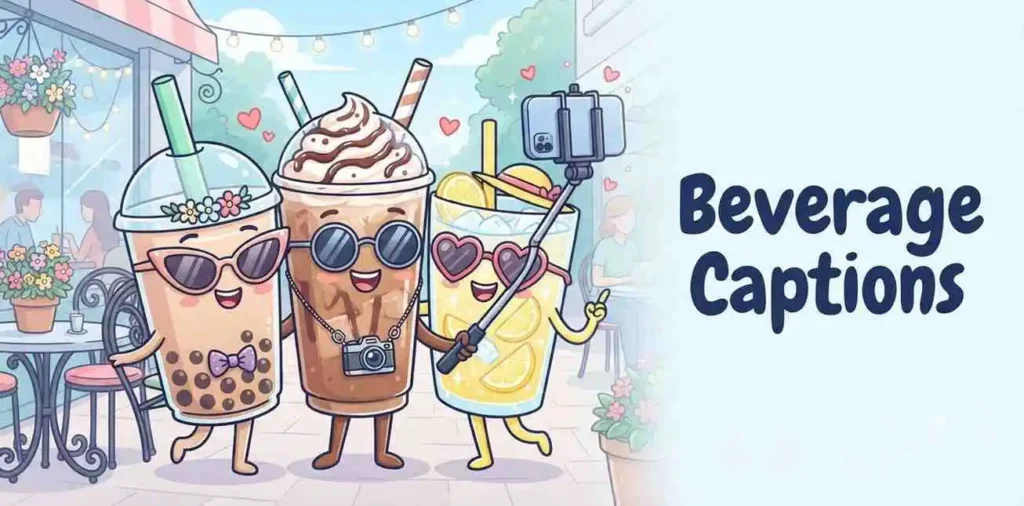 Cute beverages taking selfie