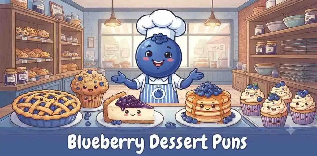 Funny blueberry dessert characters