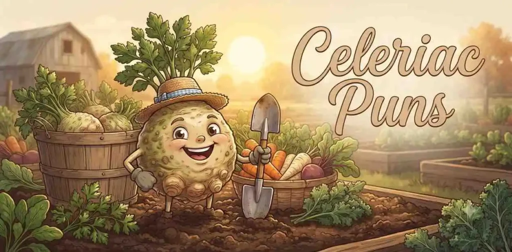 Funny celeriac vegetable mascot