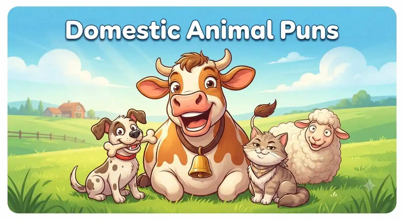 Funny domestic animals smiling together