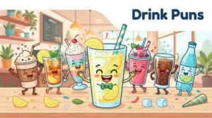 Funny drinks smiling together