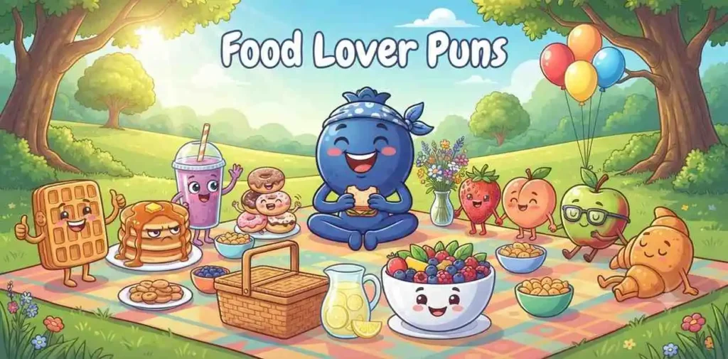 Happy foodie picnic characters