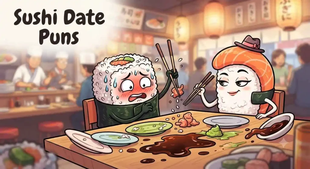 Awkward sushi first date cartoon