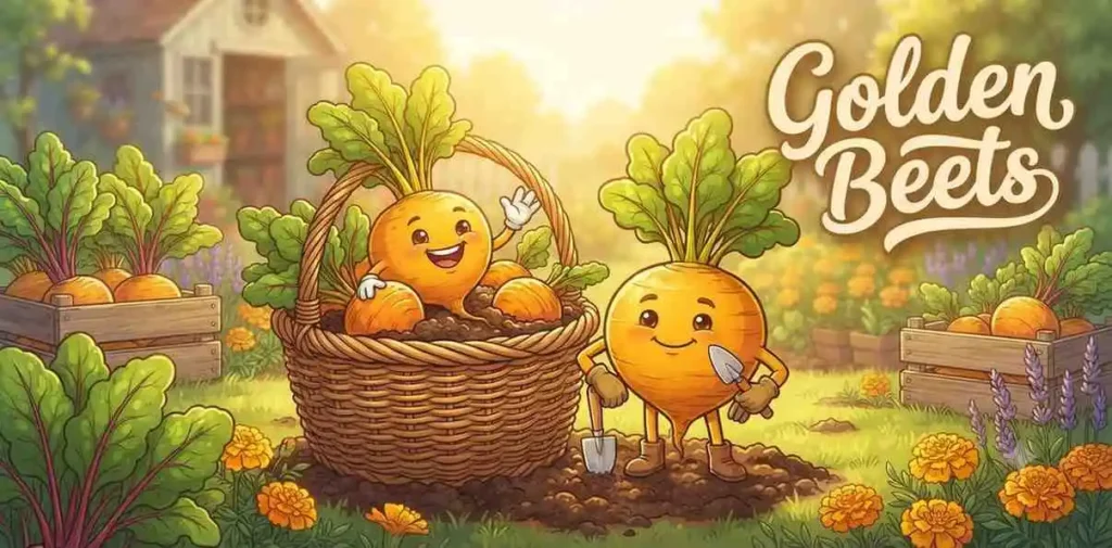 Funny golden beet characters
