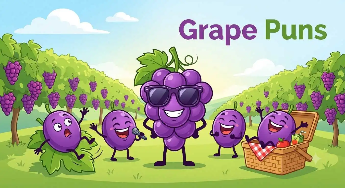 Happy grapes telling jokes