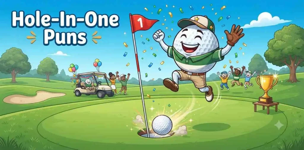 Golf ball celebrating hole-in-one