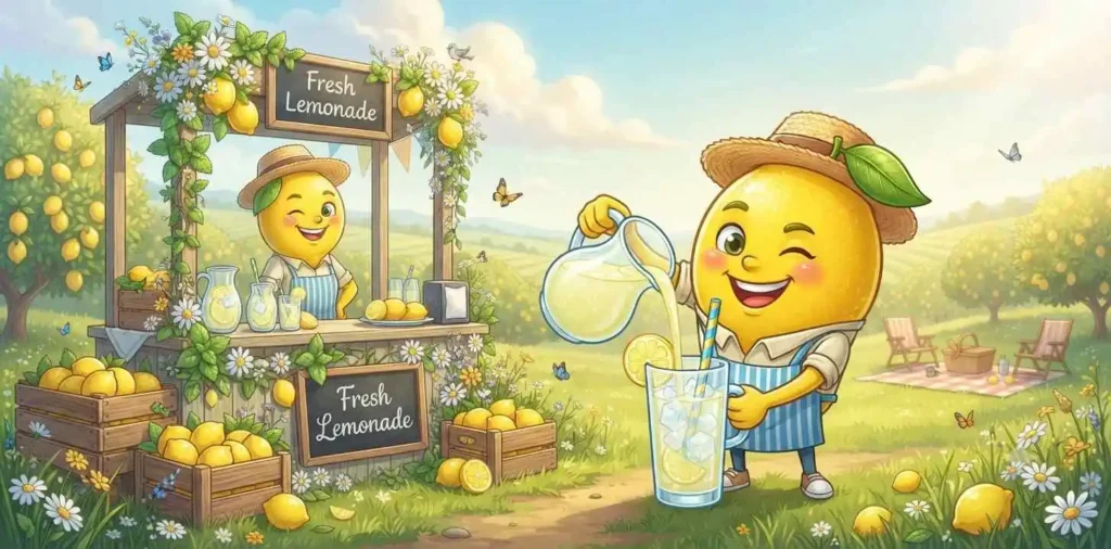Lemon serving fresh lemonade