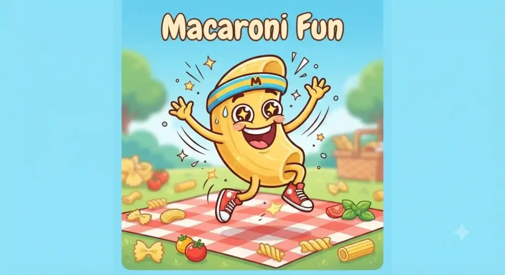 Funny macaroni cartoon character smiling