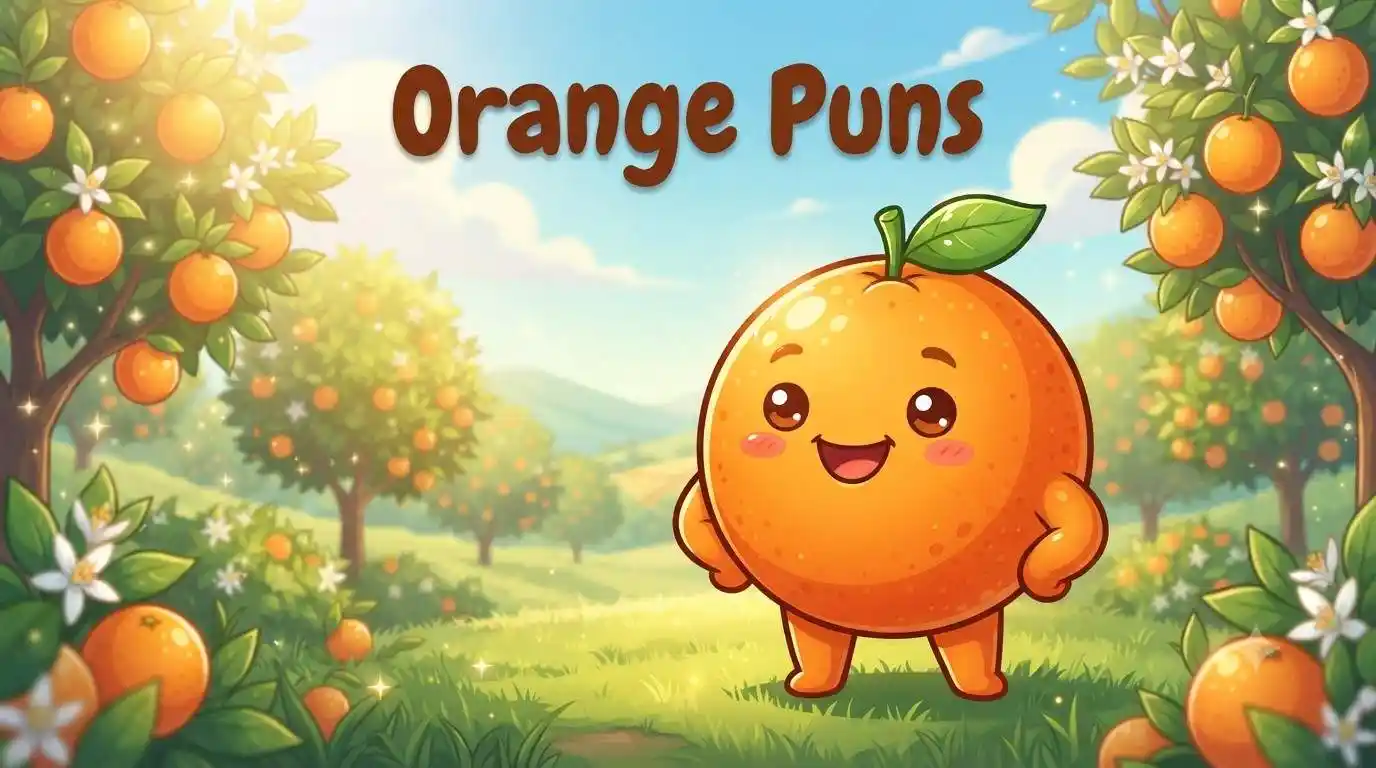 Smiling orange with green leaf