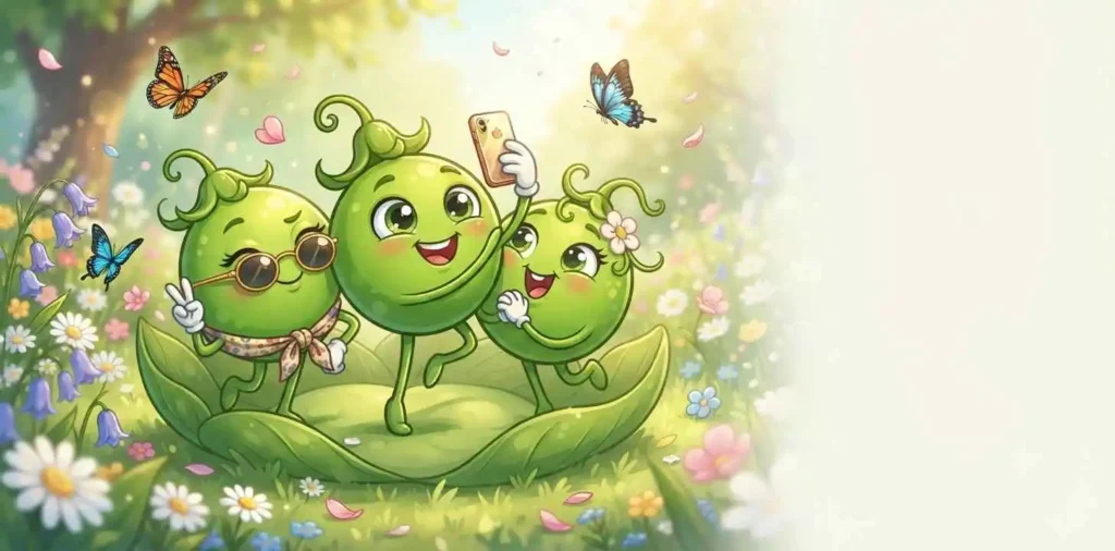 Funny pea selfie caption