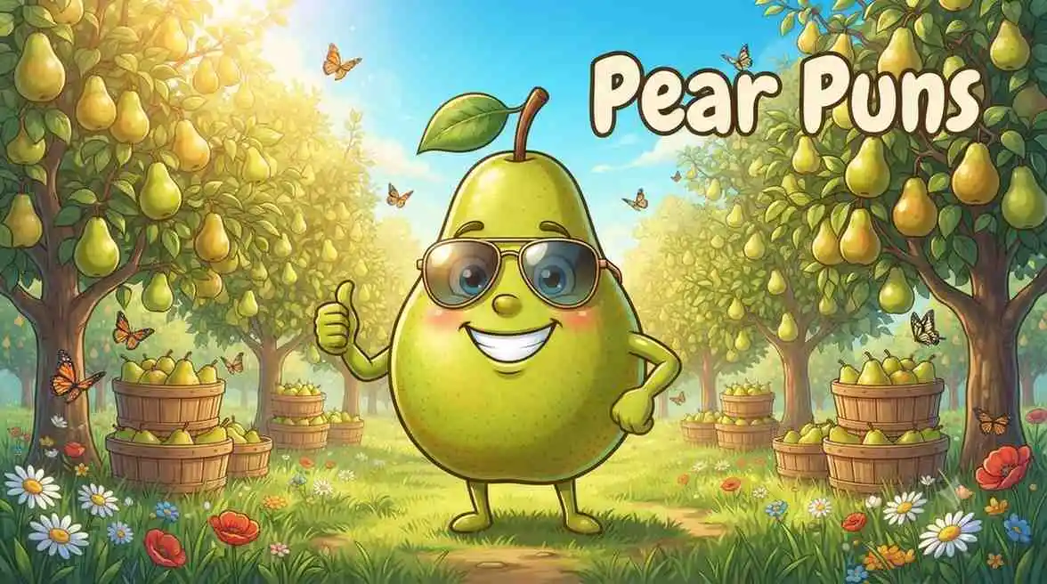 Cute smiling pear mascot