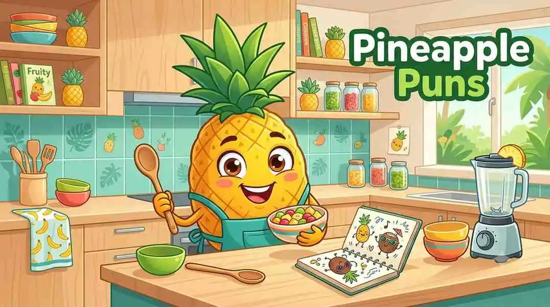 Funny pineapple smiling brightly