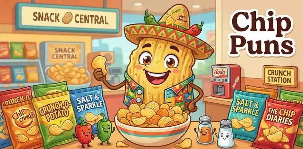 Cute potato chip with snacks