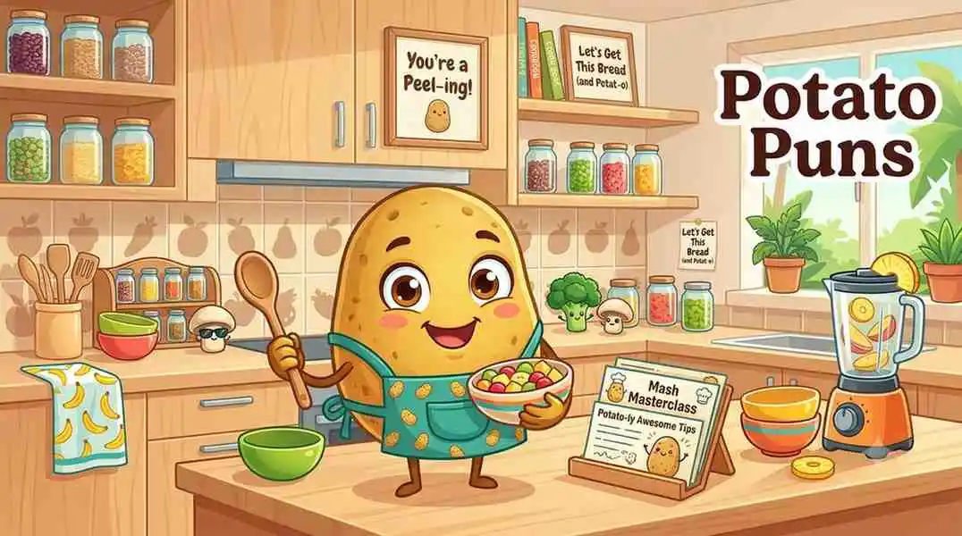 Funny potato smiling brightly