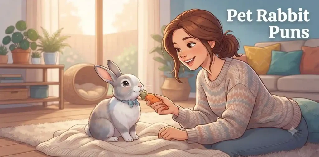 Pet rabbit with loving owner