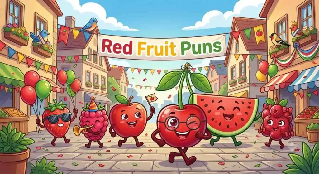 Funny red fruit characters