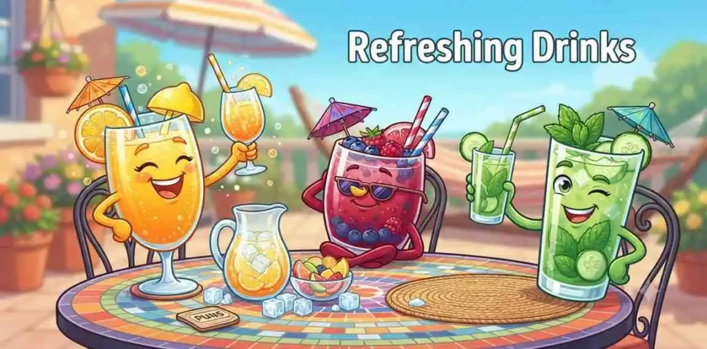 Friends enjoying colorful refreshing mocktails