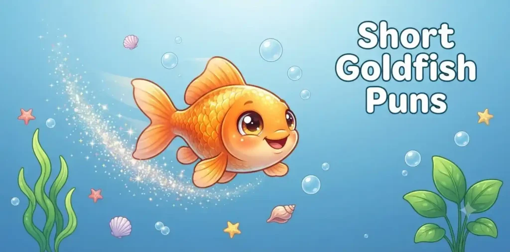 Tiny smiling goldfish swimming