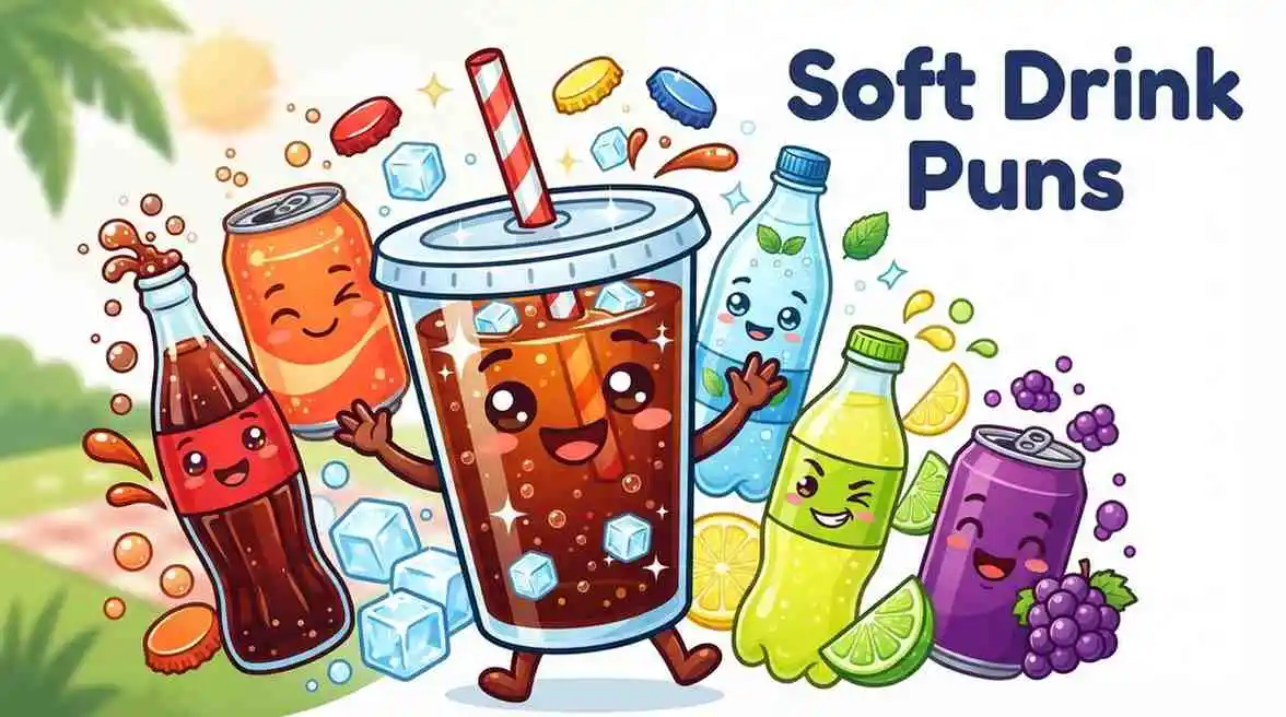 Happy cartoon soft drinks together