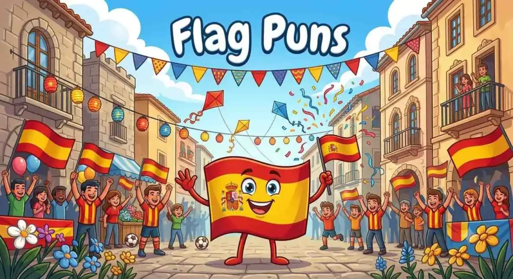 Happy flag mascot waving