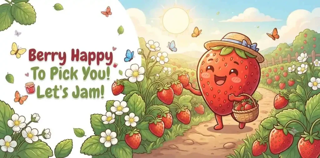Smiling strawberry in garden