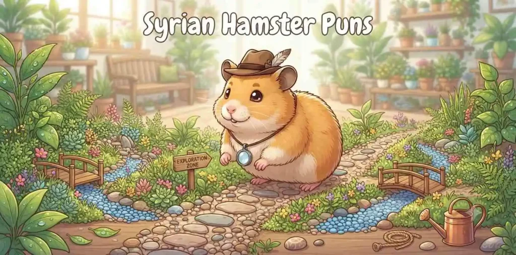 Syrian hamster exploring garden