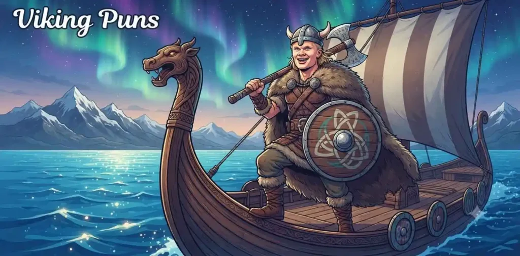 Smiling Viking with shield