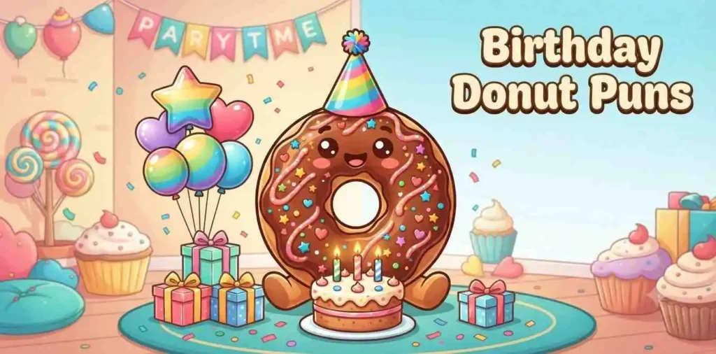 Birthday donut with cake balloons