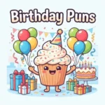 Cute birthday character celebration scene
