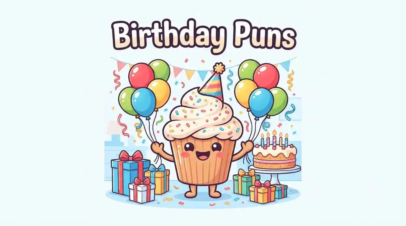 Cute birthday character celebration scene