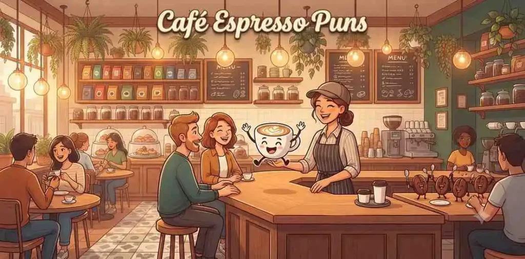 Happy espresso café scene
