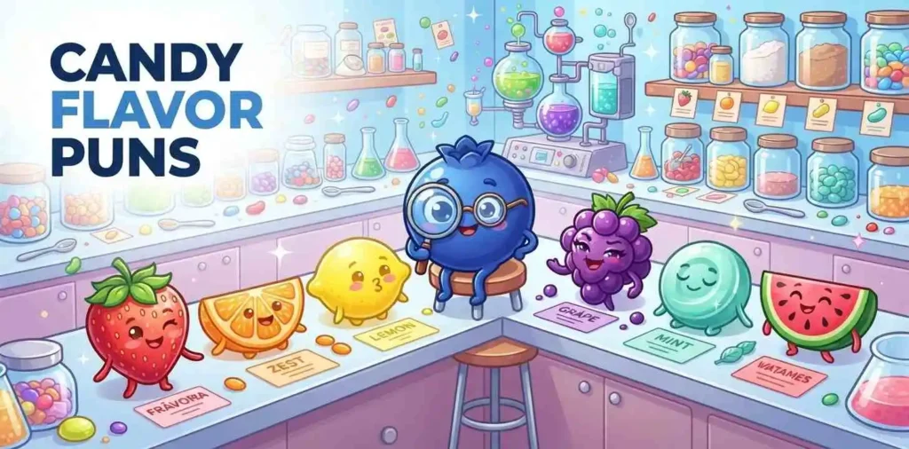 Colorful candy flavors display