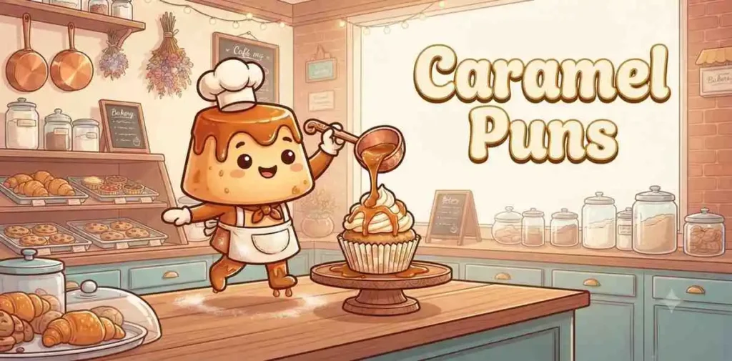 Caramel dessert mascot illustration