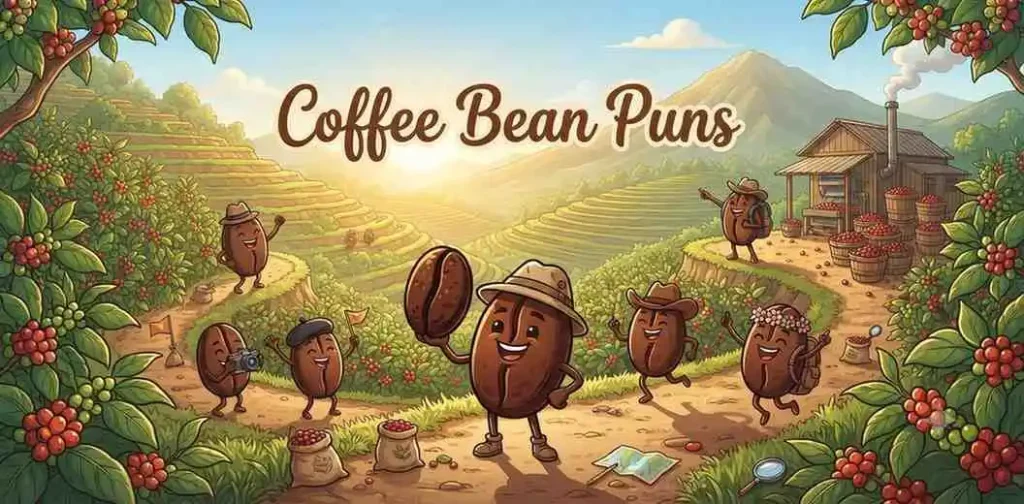 Funny coffee bean characters