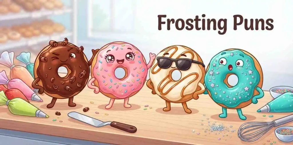 Frosted donuts with colorful toppings