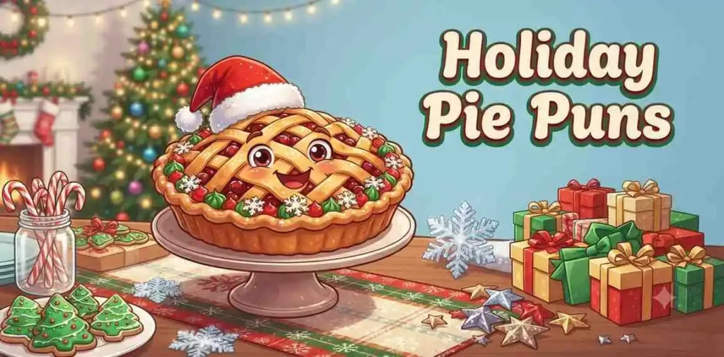 Holiday pie with festive decorations