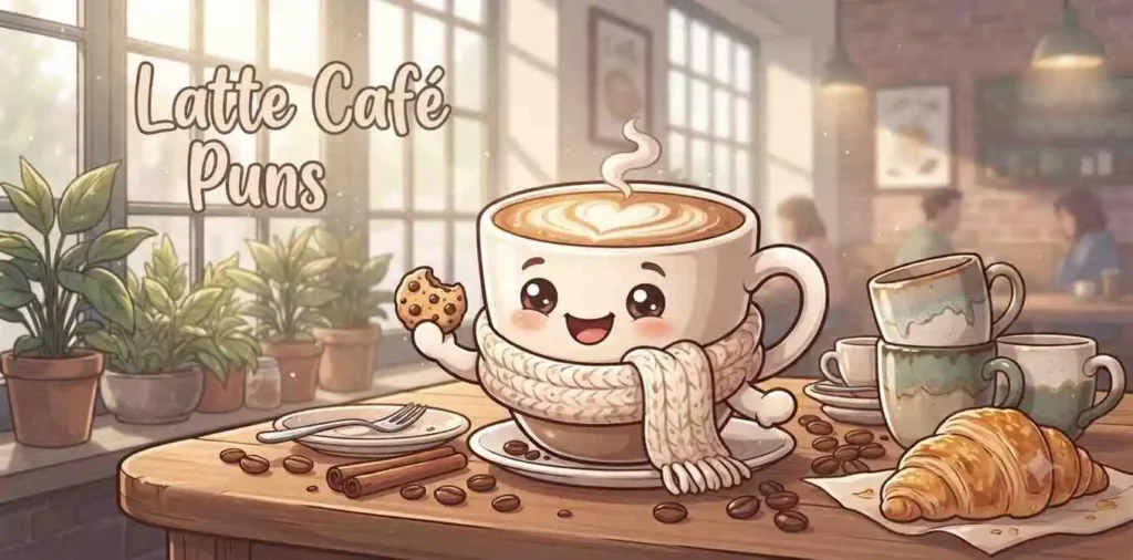 Cute latte smiling happily