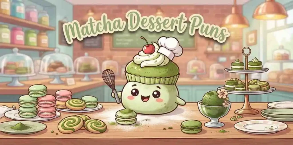Cute matcha dessert character