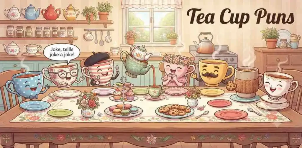 Funny tea cup character