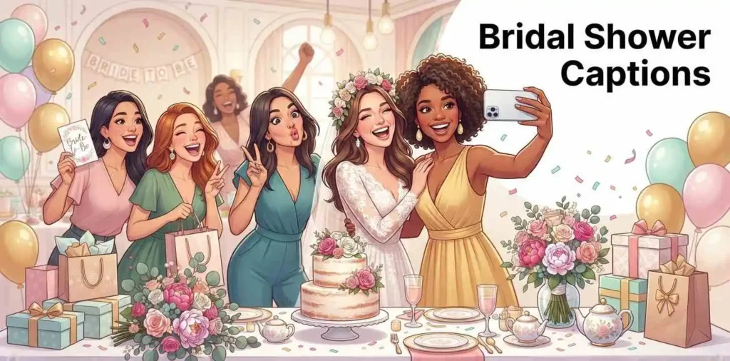 Friends taking bridal shower photos